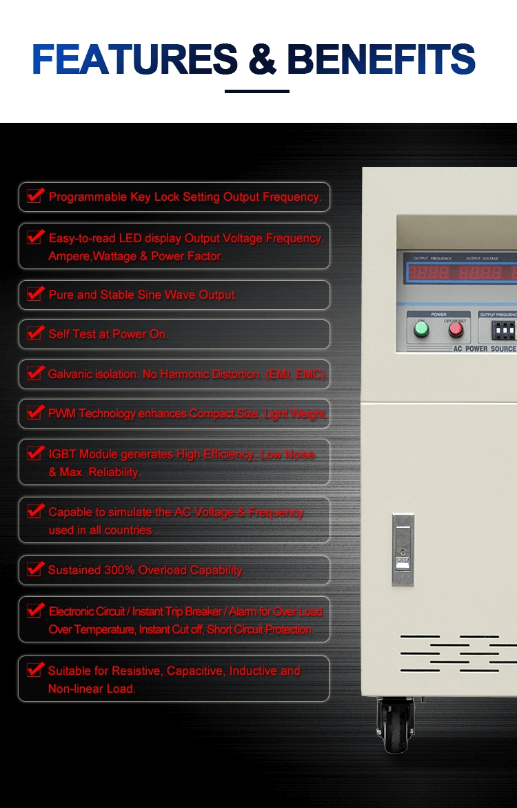 Convertidor de frecuencia de 150 kVA trifásico 50 Hz 60 Hz